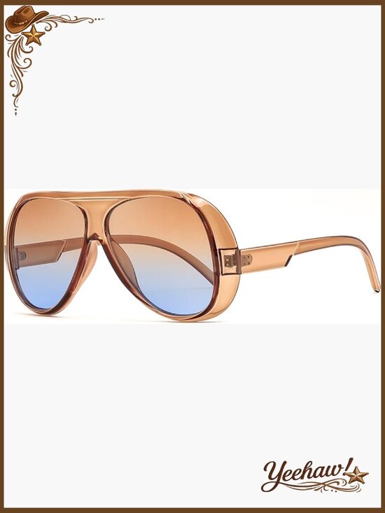 Accessories - Retro Oversized Aviator Sunglasses Vintage 70s Style Shield Frame